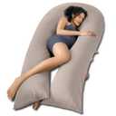 QUEEN ROSE Extra Long U Shaped Body Pillow, Cooling Pregnancy Pillows for Sleeping, 65 Inch Full Body Support Maternity Pillow for Adults, Support for Back, Hip, Legs for Pregnant Women, Nomad (65in, Cooling Silky - Natural Nomad)