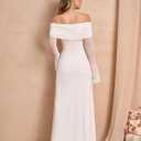 Off Shoulder Long Sleeve Maxi Dress Bodycon Tie Party Formal Wedding Guest Dresses for Women 2026 (White, S)