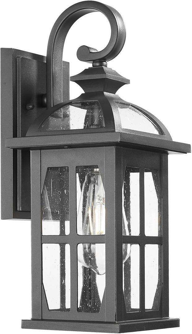 Darkaway Outdoor Wall Lights, Exterior Light Fixture with Seeded Glass, Aluminum Anti-Rust Exterior Lights Sconces Lighting for House Porch Yard Hallway Doorway Garage