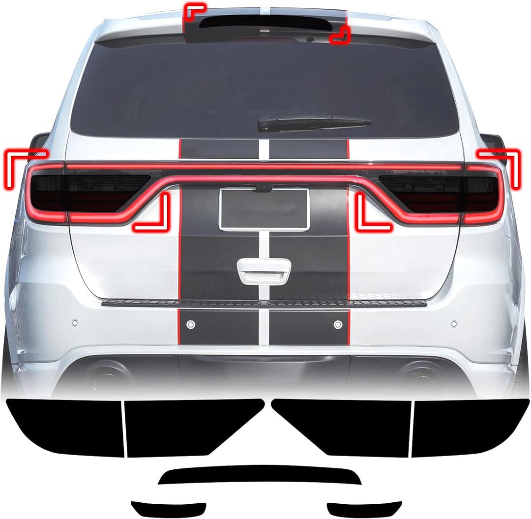 Fit for Dodge Durango 2021 2022 Full Taillight Third Brake Light Sidemarker Precut Vinyl Overlay Tint Kit Film with Gloss Dark Smoke Wrap Cover Vinyl Decals Exterior Accessories