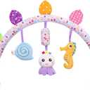 Caterbee Travel Arch Bassinet Toys for Baby Hanging on Stroller, Crib & Pram. Activity Toy bar for Baby Bouncer(Purle)