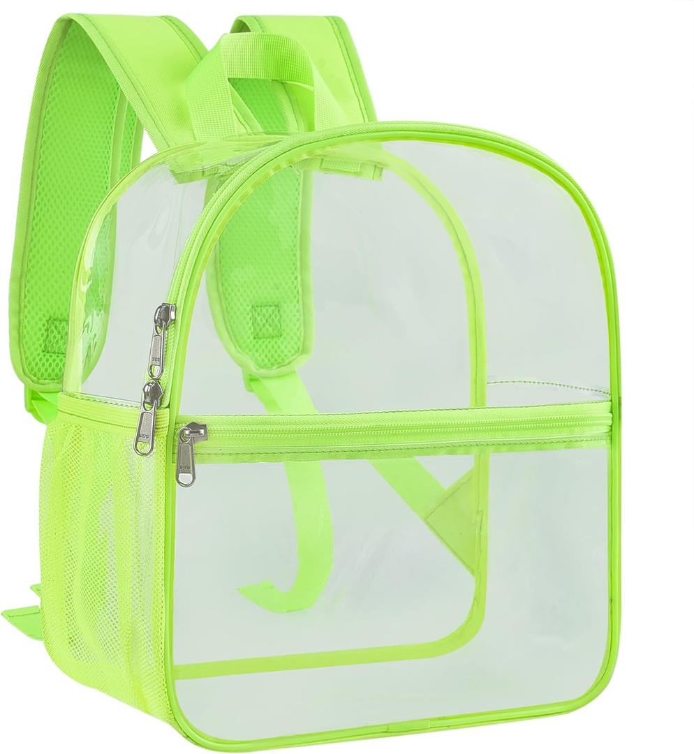 Paxiland Clear Backpack Stadium Approved 12126 with Reinforced and Wider Shoulder Straps, Small Clear Bag for Schools, Concerts, Work, Festivals and Sporting Events - Green
