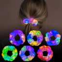 6 Pack Light Up Hair Scrunchies for Girls Women, Pearl Mesh LED Scrunchies, Glow in The Dark Hair Accessories, 3 Light Modes, Bright Party Scrunchies for Festivals, Raves, Birthday Gifts (Mermaid)