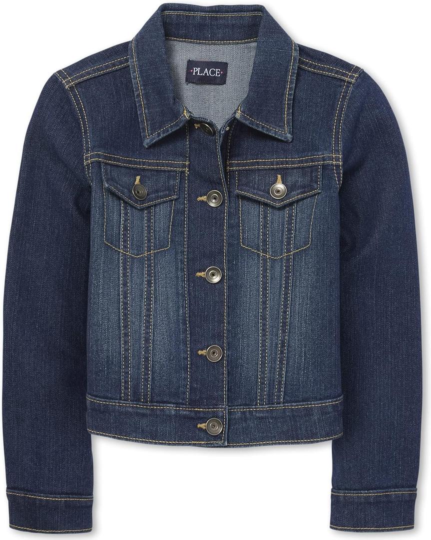 The Children's Place Girls' Basic Denim Jacket (Blue, L)