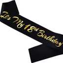 It's My 18th Birthday Sash, Black Gold Birthday Sash for 18th Bday Party Supplies, Gifts for Girl or Boy Bday Party Favors