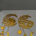 Ramadan Decorations, Ramadan Mubarak Moon & Mosque Wooden Hanging Decorations – Gold Crescent Moon & Star Decor, Eid Ramadan Decorations for Home Party Door Windows, Ramadan Wall Art Sign