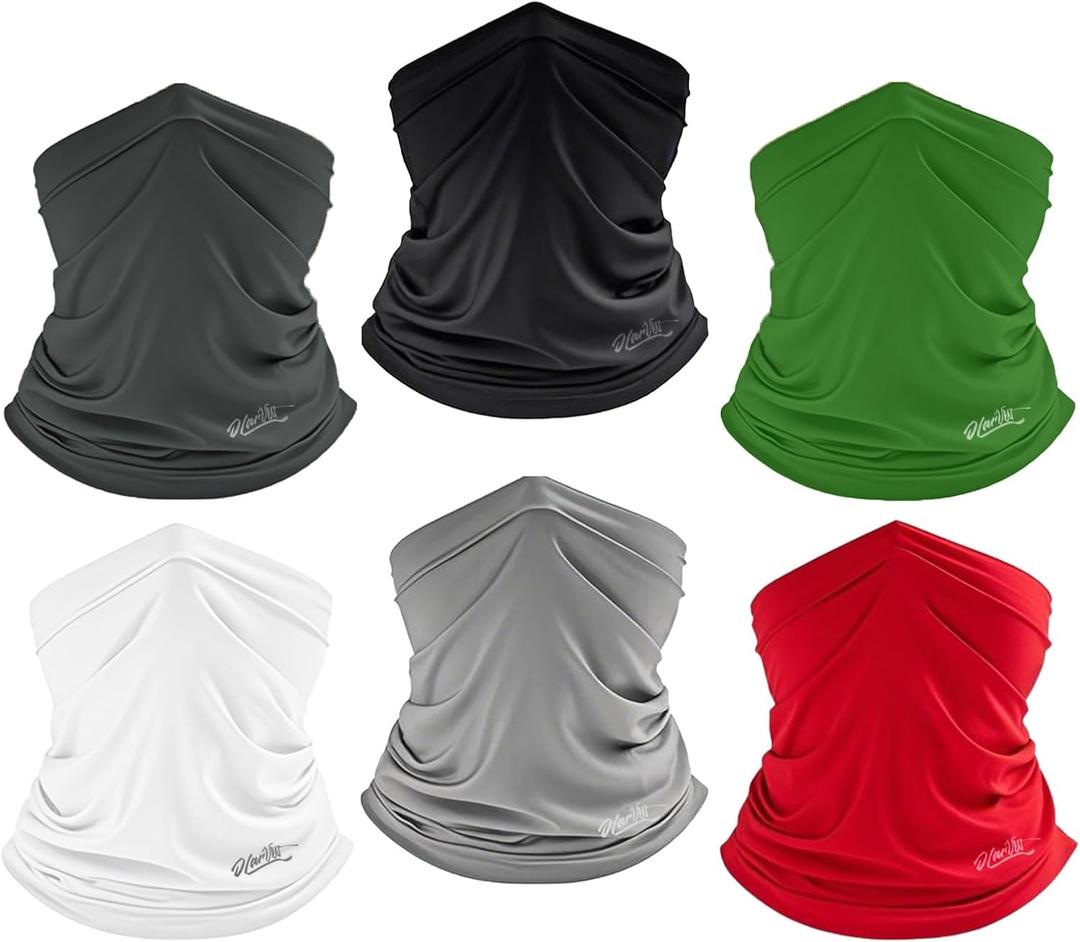 6 Pack Sun Cooling Neck Gaiter Face Mask UV Scarf Breathable Bandana for Men/Women