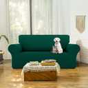 LURKA Stretch Loveseat Sofa Slipcovers 1 Piece Couch Covers for Sofa Furniture Protector Full Sofa Covers with Elastic Bottom for Kids and Dog (Dark Green, Medium)