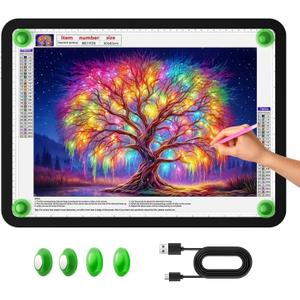Zocelight A3 Diamond Art Light Board, 16.77×13.35inchs Light Pad,6000 Lux Super Bright Light Box for Tracing, Side Button Design, Magnet Light Table for Diamond Painting, Sketching, Weeding Vinyl (Black)