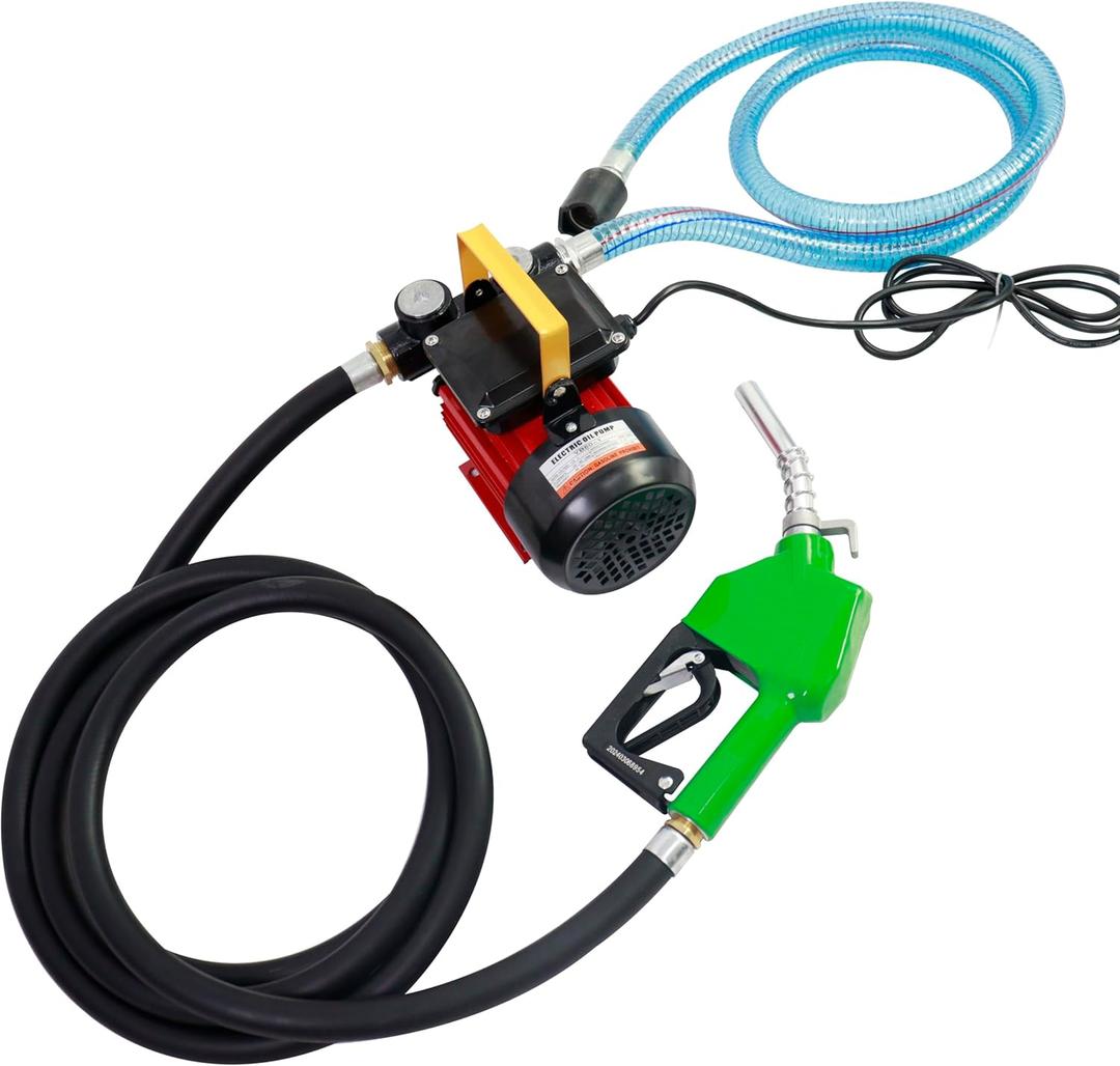 110-120V 550W Diesel Transfer Pump,Electric Fuel Transfer Pump & 32GPM Self-Priming Pump & AUTO Fuel Nozzle & 2 Hoses NPT Threads Fitting