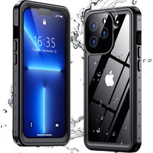Justcook for iPhone 13 Pro Max Case Waterproof,IP68 Waterproof and Built-in Screen Protector 360 Full Body Underwater Case Shock-Proof and Dust-Proof iPhone 13 Pro Max Case 6.7-inch Black