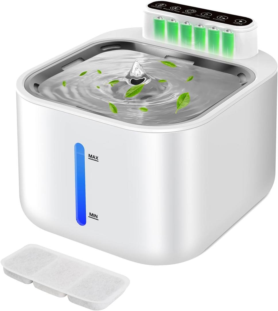 Wireless Cat Water Fountain with Motion Sensor - 3.2L (113oz) Quiet Automatic Pet Fountain, 5200mAh Battery & Easy-Clean Design for Cats & Dogs (One Size, White)