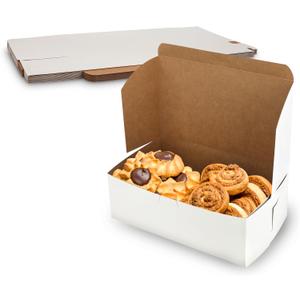 MT Products Cookie Boxes 10" x 6" x 3.5" - White Bakery Boxes No-Window (Pack of 15) - Made in the USA