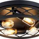 14 inch Hallway Light Fixtures Ceiling,Flush Mount Ceiling Light,4 Light Black Metal Frame,Farmhouse Flush Mount for Living Room Bedroom Kitchen Home E26 Base, 14in 4-Light 1 Pack