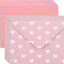 Zhanmai 50 Pcs Valentine's Day Invitation Envelopes with 50 Gift Card Heart Greeting Present Letters Holders for Valentine's Day Wedding Anniversary(Pink)