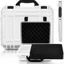 Relaxweex 1 Pcs Waterproof Hard Case with DIY Customizable Foam Insert Portable Protective Case with Knife for Camera Drones Equipments Tools Test Instruments(White,16.3 x 12.4 x 6.5 Inch)