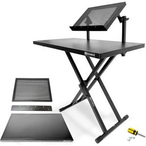 AxcessAbles Portable Two-Tier DJ Table Stand| Two Tier Piano Keyboard Stand for Sheet Music and Tablet | DJ Laptop and Controller Stand | Music Production Workstation | Booth Stand
