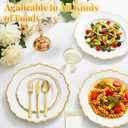 175 Plastic Dinnerware Set Gold Disposable Dinnerware Set for 25 Guests Include 50 Plastic Plates 25 Silverware Set 25 Cups and 25 Napkins for Mother's Day Party Wedding Birthday