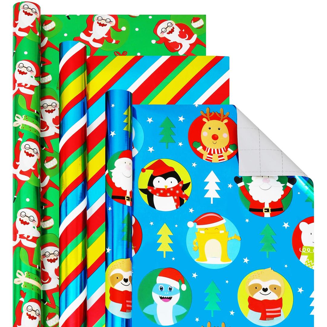 Christmas Wrapping Paper with Cut Lines for Boys Girls Kids - 3 Style Funny Xmas Wrapping Paper
2 ft 
