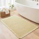 Waffle Bathroom Rugs, Super Absorbent Boho Bath Mats, Non-Slip Shower Mats for Bathroom Floor and Tub, Ultra Soft Waffle Weave Runner Mat, Quick Dry, Beige, 24x36 Inch
