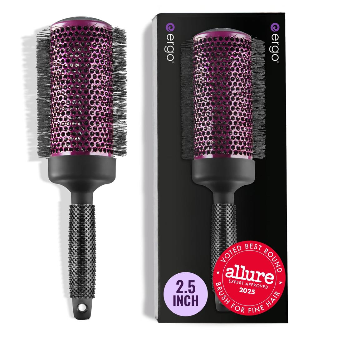ERGO Super Gentle Round Brush for Blow Out - Salon Quality Hair Styling for Women - Roller for Wet and Dry Hair - Volumizing Care Blowout - ERG65: 2.5"