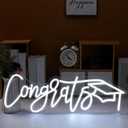 Glooglitter Large Congrats Grad Neon Sign Class of 2026 Sign Decor Grad Light up Decor LED Graduation Congratulation Gift for Graduation Ceremony Party Backdrop Celebration(Congrats)