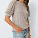 AUTOMET Womens Summer Short Sleeve Sweater Dressy Business Casual Blouses 2026 (Beige, M)