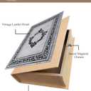 Decorative Wooden Book Box Set of 2 - Vintage Faux Book Boxes for Home Decor, Secret Storage with Magnetic Closure, Antique Style, Grey Leather Cover Design, Perfect for Home Office Bookshelf