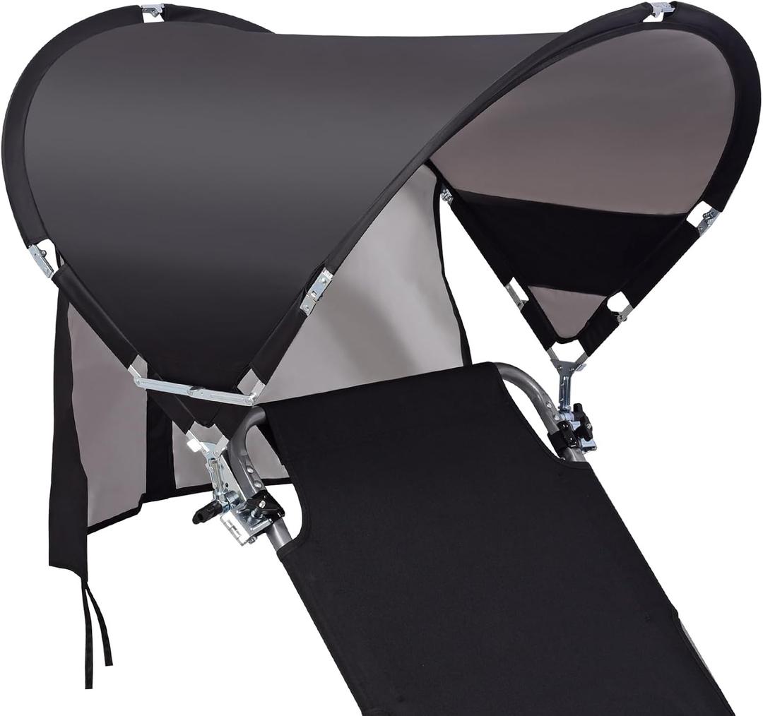 XL Universal Beach Chair Umbrella Canopy, UPF 50+ Chair Sun Shade Attachment with Adjustable Clamp for Camping, Lawn, Wheelchair, Tanning, Zero Gravity, Lounge, Fishing, Outdoor Chairs, Oversized