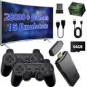 Upgrade Wireless Retro Game Console Stick, ZeroStory Retro Video Game Console Stick Built in 20000+ Games with 15 Emulators, 4K HDMI Output with 2 2.4G Wireless Controllers (64GB Memory Card)