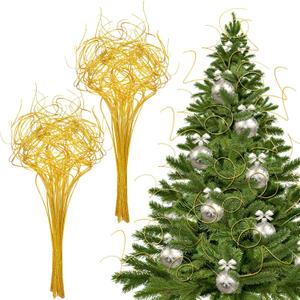 Syhood 60 Stem Gold Christmas Curly Ting Ting Branches Xmas Glitter Curly Willow Branches Vase Filler Stems Tree Picks and Sprays for Christmas Decor, Wedding, Holiday and Home