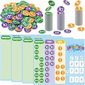 4 Sets Regrouping Base Ten Place Value, Magnetic Dry Erase Board Math Games, Addition and Subtraction Math Manipulatives Place Value Chart Classroom Must Haves for 1st 2nd 3rd Grade Student