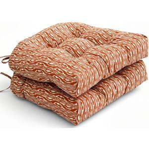 Outdoor Chair Cushions Set of 2,Patio Chair Cushions with Non-Slip Ties,15.5'' x 16'', Fluffy Tufted Outdoor Seat Cushions,Olefin Waterproof Patio Furniture Cushions,Outdoor Dining Chair Pads