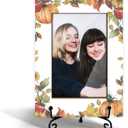 Autumn Leaves Pumpkin Wooden Photo Frame, 4x6 Picture Frame with Stand for for Fall Gifts Desktop Use, Home Office Desk Decorations, Appreciation Gifts For Dad, Mom, Grandparents