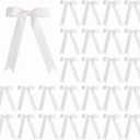 30 Pcs 5 x 7 Inch White Grosgrain Ribbon Bows with Twist Tie Gift Bows for Gift Wrapping, Crafts, Parties (White,Width of 1")