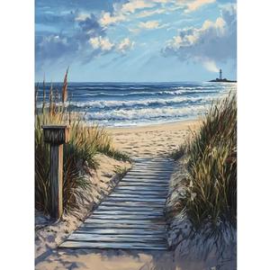 STGLCR 5D Beach Scenic Diamond Painting, Road Diamond Painting Kit for Adults, Diamond Art Kits for Begginners DIY Full Drill Crystal Rhinestone Arts and Crafts 16x12inch