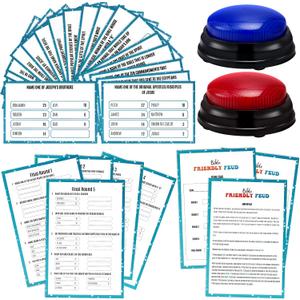 Christian Bible Friendly Feud Game with 2 Answer Buzzers, Religious Feud Card Board Game Night Family Church Group Fun Trivia Quiz for Christmas Easter Party Office Class Team Building