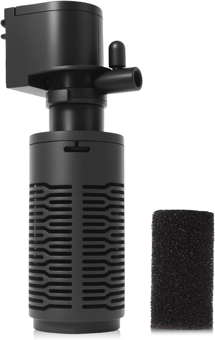 Aquarium Filter for 5-10 Gallon Tank  Ultra Quiet Submersible Filter Pump, 4W Energy Efficient, Adjustable Flow, Easy to Install, for Freshwater Fish and Small Aquariums (Black)