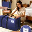 SWEET DOLPHIN 8 Pack 200LB Heavy-Duty Moving Bags with Wrap-Around Handles, Extra Large Storage Totes for Space Saving, Clothes Storage Bags, College Dorm Essentials, Blue, 24 Gal