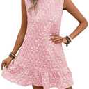 SOLY HUX Women's Sleeveless Tank Dress Casual Jacquard Hem Summer Mini Dresses Plain Black Light Pink X-Large