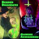 2 x Cunno Halloween Glow in The Dark Bead Decoration for Tiered Tray Ghost Pumpkin Plastic Luminous Beads String for Home Mantle Window Wall Hanging Decor Halloween Party Supplies,26.38 inch Long