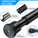 2 Pack Black Spring Tension Curtain Rods 28-48 Inches, Spring Loaded Curtain Rods No Drilling, Adjustable Small Tension Rod for Windows, Kitchen, Doorway, Bathroom, Closet