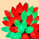 RECESKY C9 Christmas String Lights - 50 LED 39Ft Outdoor Smooth Bulb Lights with Timing Function, Extendable, 8 Modes Fairy Lighting for Patio Party Dorm Home Wreath Christmas Decorations - Red Green