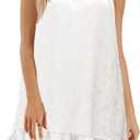 SENFURE Women Summer Floral Dress Casual 2025 Sleeveless Halter Dress Ruffle Flowy Boho Sundress Swing Cocktail Mini (Medium, White)