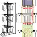 Greeting Card Rack Display Stand, 3 Tier Rotating Card Holder Display Retail, 9 Pocket Metal Postcard Holder Display Stand, Greeting Card Holder for Postcards, Brochures, Stickers, A5 Paper, Black