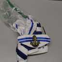 WDIRARA Women's 3 Pieces Sailor Costume Cosplay Striped Crop Top with Shorts Lingerie Set (Blue and White)