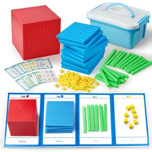 Base Ten Blocks Plastic 143 pcs Math Manipulatives Kindergarten Counting Cubes for Kids Math,Place Value Blocks for Early Counting Math Toy for 1st Grade