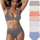 Attributes Womens Seamless Briefs, Ropa Sin Costuras Para Mujeres, 7 Pack, Breathable Panties, Moisture Wicking Underwear (Large, Light/Blue/Grey/Orange)