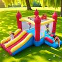 Bounce House with Double Slide,5-in-1 Inflatable Jumping Castle for Toddlers & Kids 2-10, Features Basketball Hoop & Large Bounce Area, Fast Setup with Blower for Outdoor Indoor Play, 146"D x122"W x 80"H