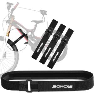 Boncas Adjustable Bike Rack Strap Bicycle Wheel Stabilizer Straps with Innovative Gel Grip Keep The Bicycle Wheel from Spinning (24" Black 4 Pcs)
